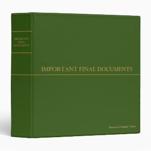 Classeur Documents finaux importants - Vert Or