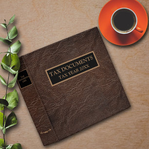 Classeur Documents fiscaux Brown Faux Leather