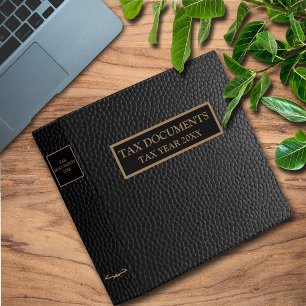 Classeur Documents fiscaux Cuir noir Faux