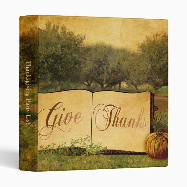 Classeur Donnez les mercis du thanksgiving (Devant/Côté)