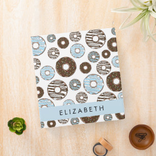 Classeur Donuts Bleus, Donuts Brown, Sprinkings, Votre Nom