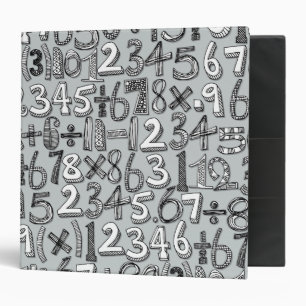 Classeur doodle mathématique argent (grand)