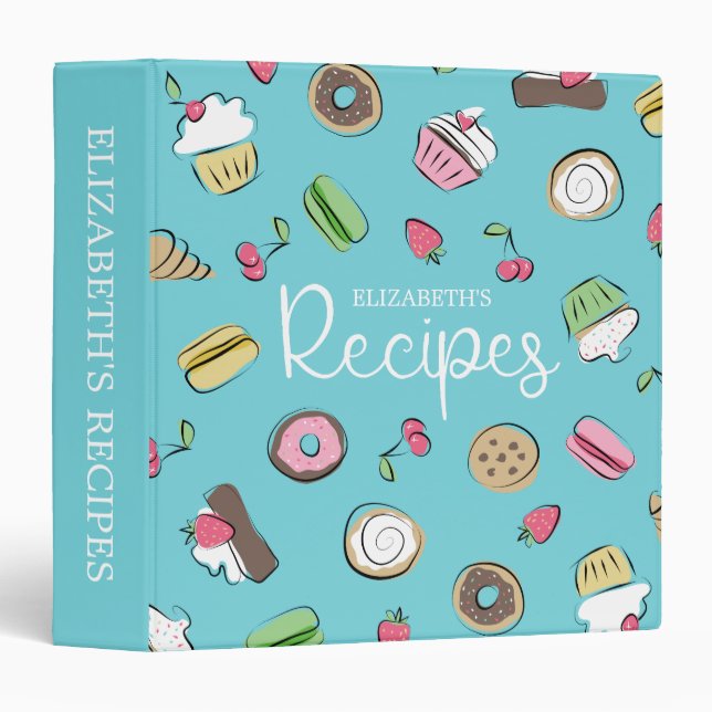 Classeur Doodles de dessert | Recettes de produits cuits (Devant/Côté)