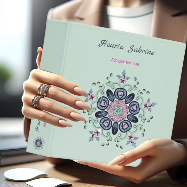 Classeur Doodles de Mandala turquoise moderne rose (Créateur téléchargé)