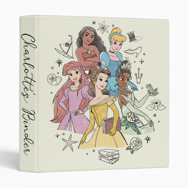 Classeur Doodles Disney Princess Marker (Devant/Côté)