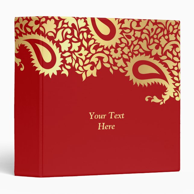 Classeur d'or de rouge indien de Paisleys (Devant/Côté)