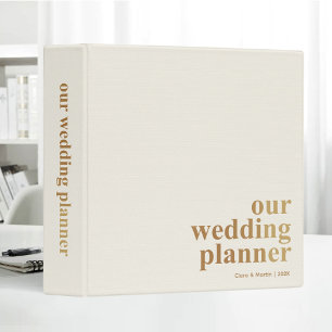 Classeur Doré Notre Wedding planner Élégant Linge Beige