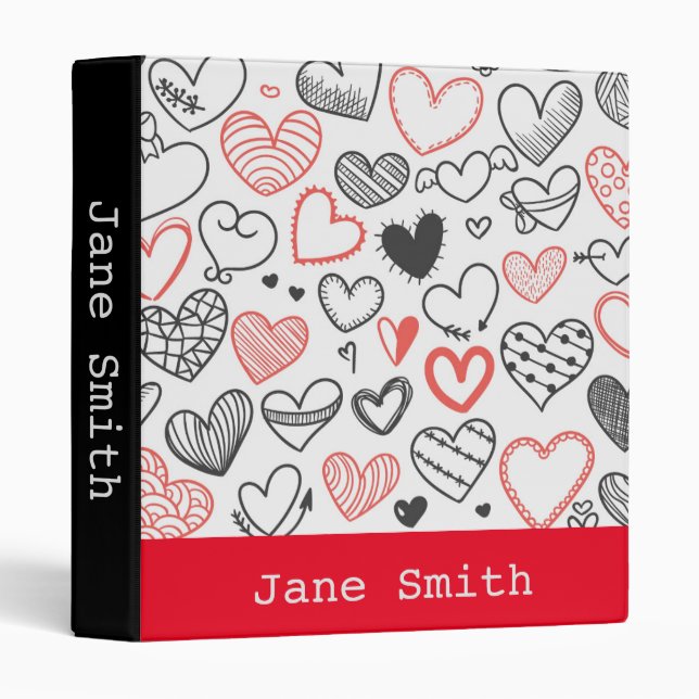 Classeur Dossier de l'étudiante de hippie de coeurs de (Devant/Côté)