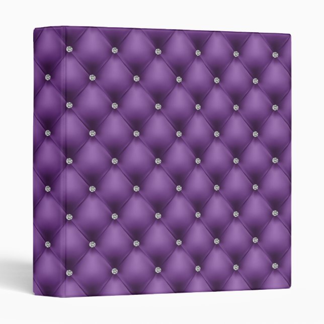 Classeur Dossier de luxe FAUX en cuir violet diamante (Devant/Côté)
