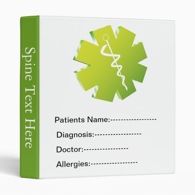 Classeur dossier médical du patient vert (Devant/Côté)