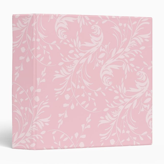 Classeur Dossier rose fleur sauvage damask pattern (Devant/Côté)