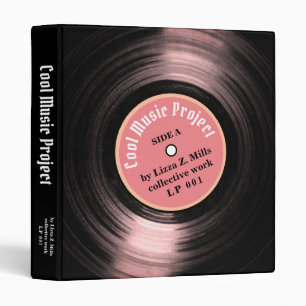 Classeur Dossier vinyle LP personnalisé avec son nom rose