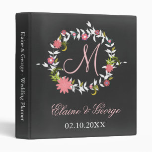 Classeur Dossier Wedding planner Monogramme de tableau noir