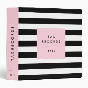 Classeur Dossiers fiscaux roses rayés