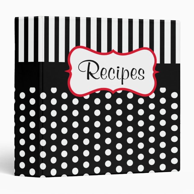 Classeur Dot Stripes Recette Organisateur Cookbook Cadeau (Devant/Côté)