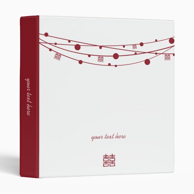 Classeur Double Wedding planner de lanternes de bonheur Cla (Devant/Côté)