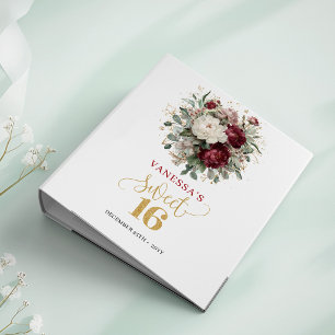 Classeur Douce Fête des Seize Ans Blush Bourgogne Floral Ph