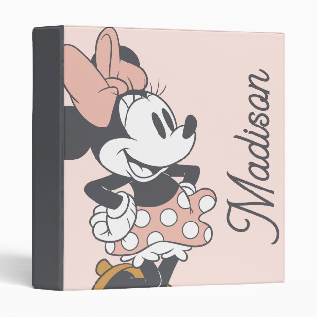 Classeur Douce Minnie Mouse Vintage Charme à pois (Devant/Côté)