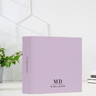 Classeur Douces initiales de monogramme chardon lavande