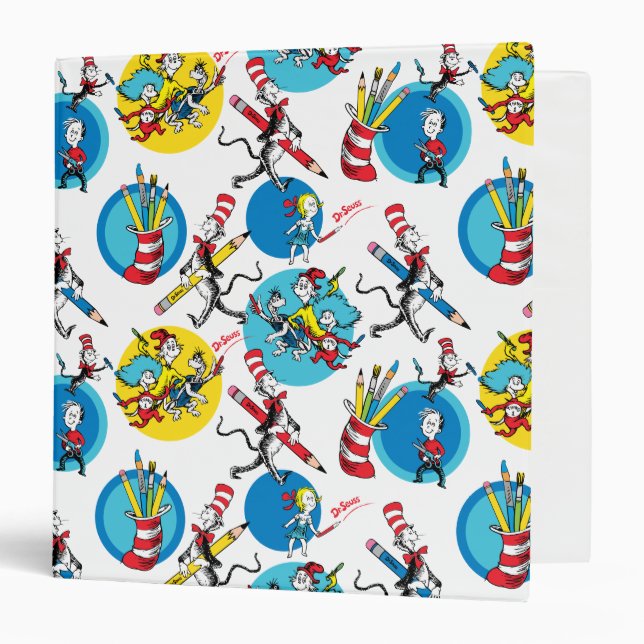 Classeur Dr Seuss | Caractères avec Motif de crayons (Devant/Intérieur)