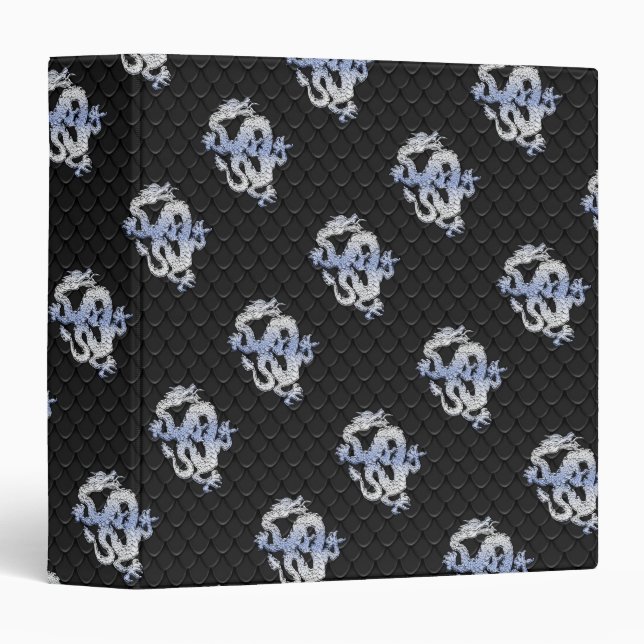 Classeur Dragon de style Chrome sur la peau de serpent noir (Devant/Côté)