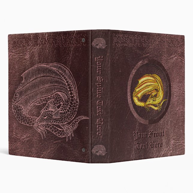 Classeur Dragon d'or - sur l'arrière - plan simili cuir usé (Arrière-plan)