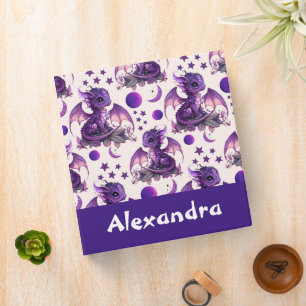 Classeur Dragon mignon violet personnalisé