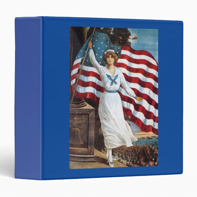 Classeur Drapeau américain américain blanc blanc blanc bleu (Devant/Côté)