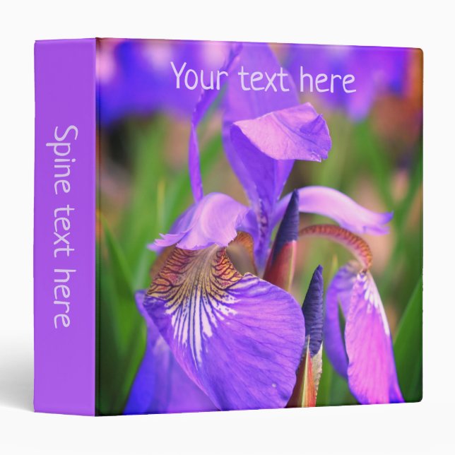 Classeur Drapeau bleu clair Iris Fleur personnalisée (Devant/Côté)