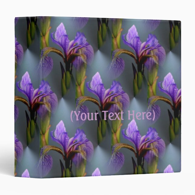 Classeur Drapeau bleu Iris Fleur Nature Motif d'art (Devant/Côté)