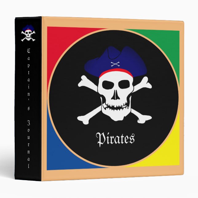 Classeur Drapeau Captain & Pirates - Île au trésor /enfants (Devant/Côté)