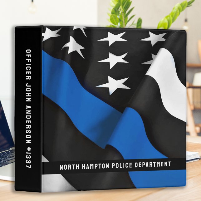 Classeur Drapeau de ligne bleue mince Police personnalisée (Créateur téléchargé)
