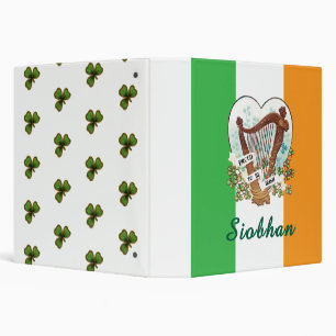 Classeur Drapeau irlandais avec harpe Vintage et Shamrock P