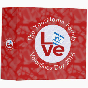 Classeur Drapeau Israélien Lettres Rouges LOVE Blanc sur Ro