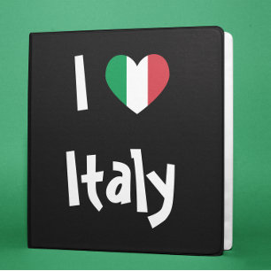 Classeur Drapeau italien Couleurs Cœur J'aime l'Italie