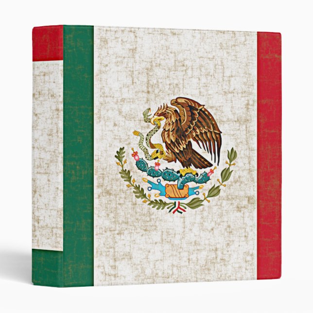 Classeur DRAPEAU MEXICAIN 1" reliure à anneaux (Devant/Côté)