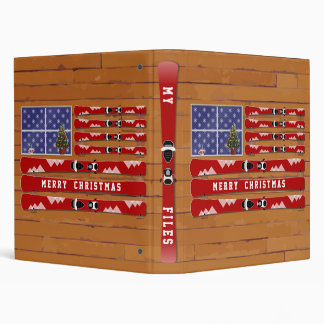 Classeur Drapeau Noël Skis et neige USA