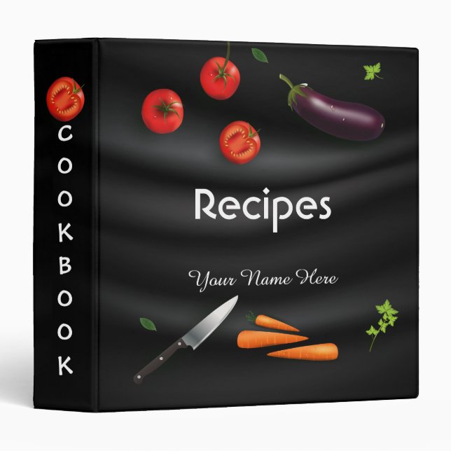 Classeur Drapeau noir Recette d'ustensiles de cuisine livre (Devant/Côté)