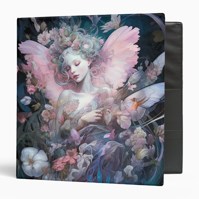 Classeur Dreamy Fairy Girl Rose Blue Imaginaire Art (Devant/Intérieur)