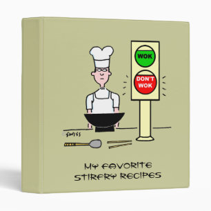 Classeur Drôle Chef Chinois Cartoon Stir Fry Wok Recettes