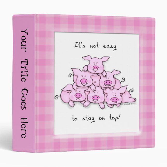 Classeur drôle d'école de porc de bande dessinée (Devant/Côté)