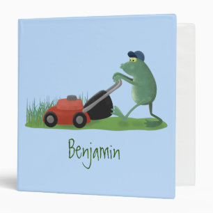 Classeur Drôle grenouille verte tondre la pelouse dessin