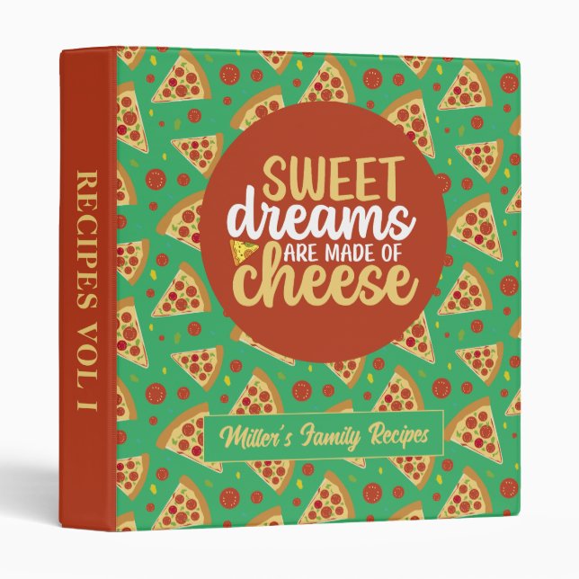 Classeur Drôle Pizza Pizza Motif Recette (Devant/Côté)
