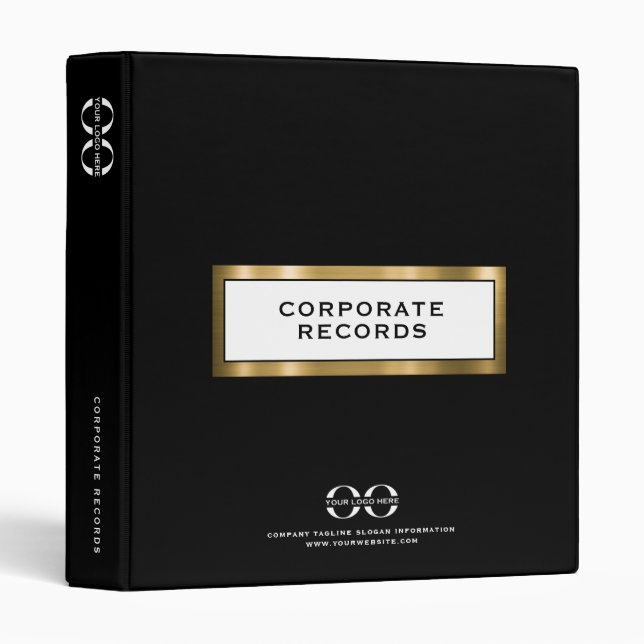 Classeur du livre des documents d'entreprise Black (Devant/Côté)