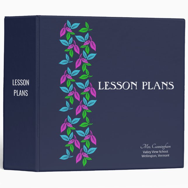 Classeur du plan de leçons de l'enseignant (Devant/Côté)
