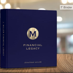 Classeur du planificateur financier bleu et or Mar