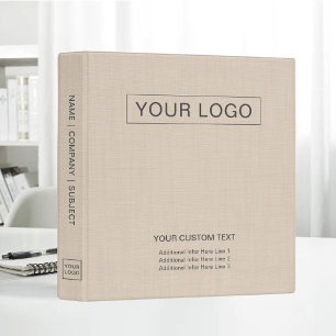 Classeur Dune de lin beige personnalisée avec logo d'entrep