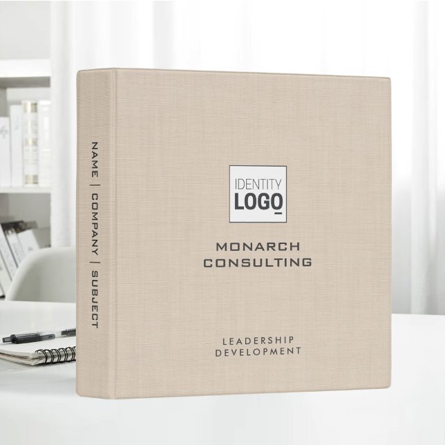 Classeur Dune Linen Fabric Texture Simple Custom Logo (Créateur téléchargé)