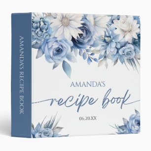 Classeur Dusty Blue Floral Fête des mariées Livre de recett