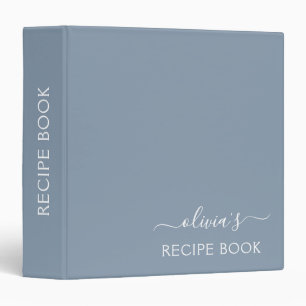 Classeur Dusty Blue Modern Script élégant Nom du monogramme